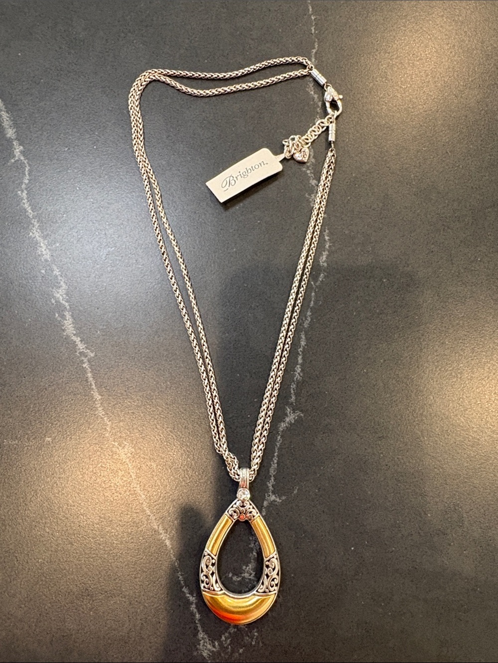 Brighton Two-Tone Teardrop Necklace in Silver and Gold